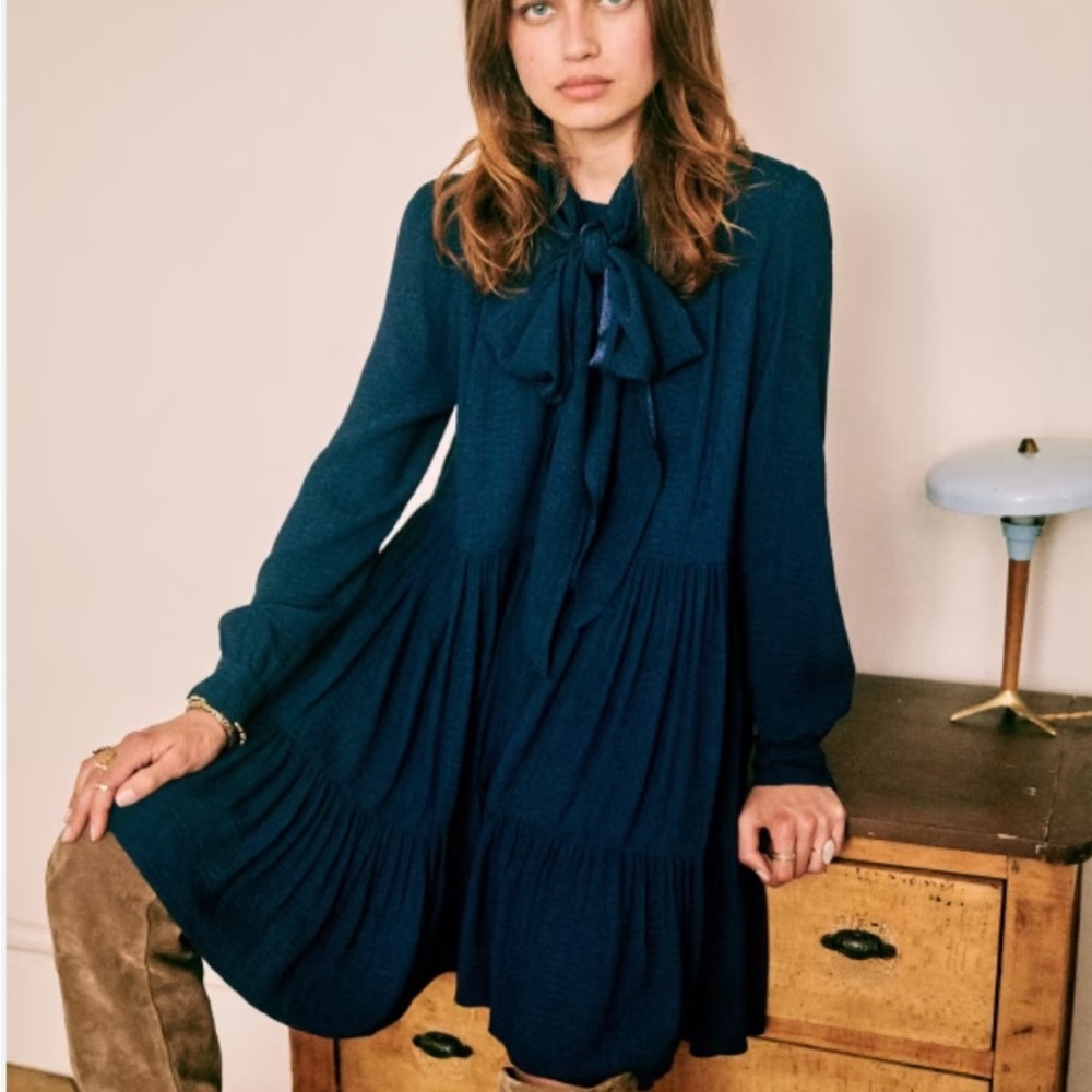 Sezane Selena dress in marine blue size small